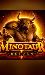 Minotaur ReBurn slot artwork showing an armored Minotaur emerging from a fiery ancient labyrinth